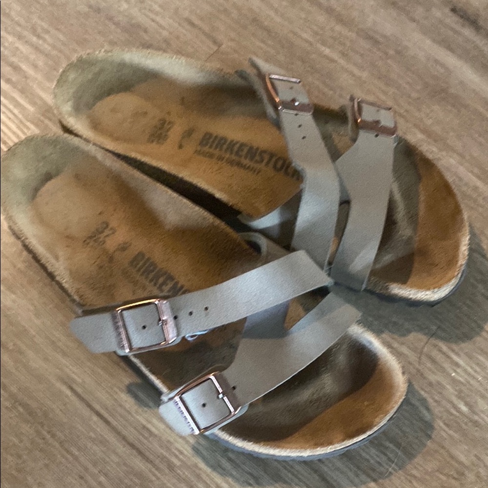 Birkenstock birks 37 6.5 cross cross strap taupe sandals shoes like New Yao
